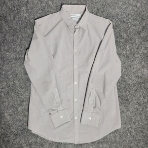 Mizzen Main Leeward Finch Dress Shirt Men XL Trim Fit Windowpane Plaid Back Dart